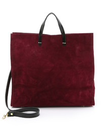Темно-красная замшевая большая сумка от Clare Vivier