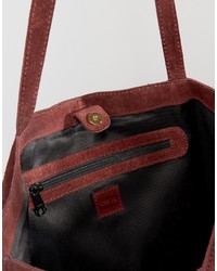 Темно-красная замшевая большая сумка от Asos