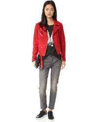 Женская темно-красная замшевая куртка от Veda