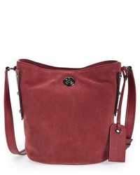 Темно-красная замшевая сумка-мешок