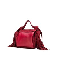 Темно-красная замшевая сумка через плечо c бахромой от Elena Ghisellini