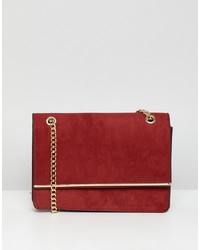 Темно-красная замшевая сумка через плечо от New Look
