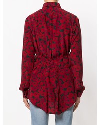 Женская темно-красная классическая рубашка с принтом от Saint Laurent