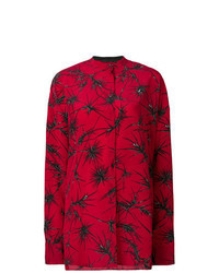 Темно-красная классическая рубашка с цветочным принтом