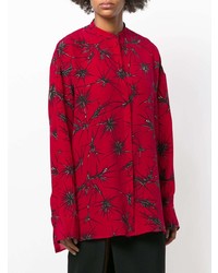 Женская темно-красная классическая рубашка с цветочным принтом от Haider Ackermann