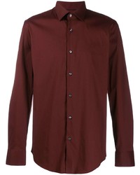 Мужская темно-красная классическая рубашка от BOSS HUGO BOSS