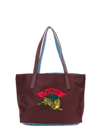 Темно-красная кожаная большая сумка с принтом от Kenzo