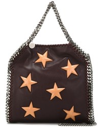 Темно-красная кожаная большая сумка со звездами от Stella McCartney
