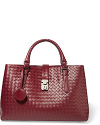 Темно-красная кожаная большая сумка от Bottega Veneta
