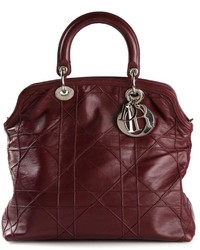 Темно-красная кожаная большая сумка от Christian Dior