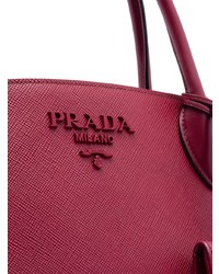 Темно-красная кожаная большая сумка от Prada