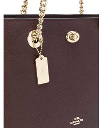 Темно-красная кожаная большая сумка от Coach