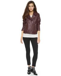 Женская темно-красная кожаная косуха от IRO