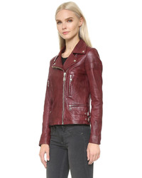 Женская темно-красная кожаная косуха от Doma