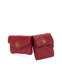 Темно-красная кожаная поясная сумка от Gucci