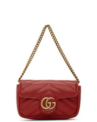 Темно-красная кожаная стеганая сумка-саквояж от Gucci
