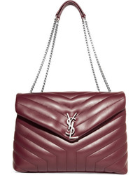 Женская темно-красная кожаная стеганая сумка от Saint Laurent