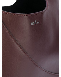 Темно-красная кожаная сумка-мешок от Hogan