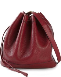 Темно-красная кожаная сумка-мешок от Hermes