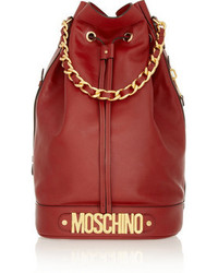 Темно-красная кожаная сумка-мешок от Moschino