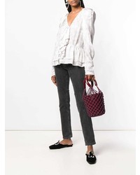 Темно-красная кожаная сумка-мешок от Staud