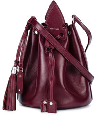 Темно-красная кожаная сумка-мешок от Saint Laurent
