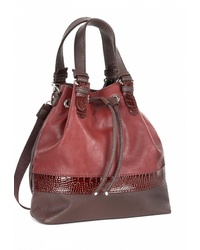 Темно-красная кожаная сумка-мешок от Vita