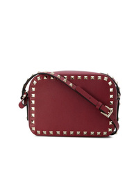 Темно-красная кожаная сумка через плечо с украшением от Valentino