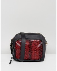 Темно-красная кожаная сумка через плечо со змеиным рисунком от Glamorous