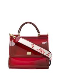 Темно-красная кожаная сумка через плечо от Dolce & Gabbana