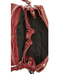 Темно-красная кожаная сумка через плечо от Jerome Dreyfuss