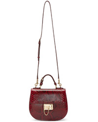 Женская темно-красная кожаная сумка от Dolce & Gabbana