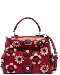 Женская темно-красная кожаная сумка от Fendi