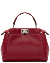 Женская темно-красная кожаная сумка от Fendi