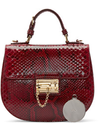 Женская темно-красная кожаная сумка от Dolce & Gabbana