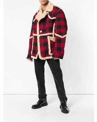 Мужская темно-красная короткая дубленка от R13