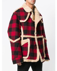 Мужская темно-красная короткая дубленка от R13