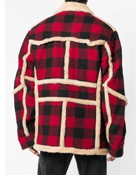 Мужская темно-красная короткая дубленка от R13