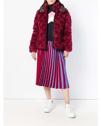 Темно-красная короткая шуба от Moncler