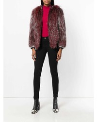 Темно-красная короткая шуба от Liska