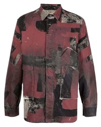 Мужская темно-красная куртка-рубашка с принтом от Diesel