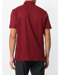 Мужская темно-красная льняная футболка-поло от Ermenegildo Zegna