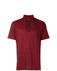 Мужская темно-красная льняная футболка-поло от Ermenegildo Zegna