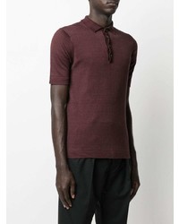 Мужская темно-красная льняная футболка-поло от Lardini