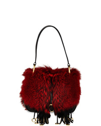 Темно-красная меховая сумка через плечо от Prada