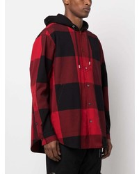 Мужская темно-красная рубашка с длинным рукавом в клетку от Mastermind Japan
