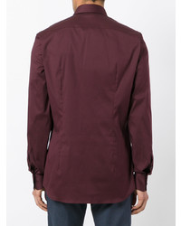 Мужская темно-красная рубашка с длинным рукавом от Prada