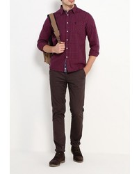 Мужская темно-красная рубашка с длинным рукавом от Frank NY