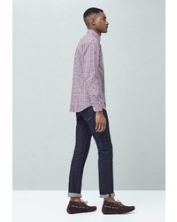 Мужская темно-красная рубашка с длинным рукавом от Mango Man