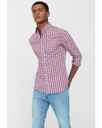 Мужская темно-красная рубашка с длинным рукавом от Mango Man